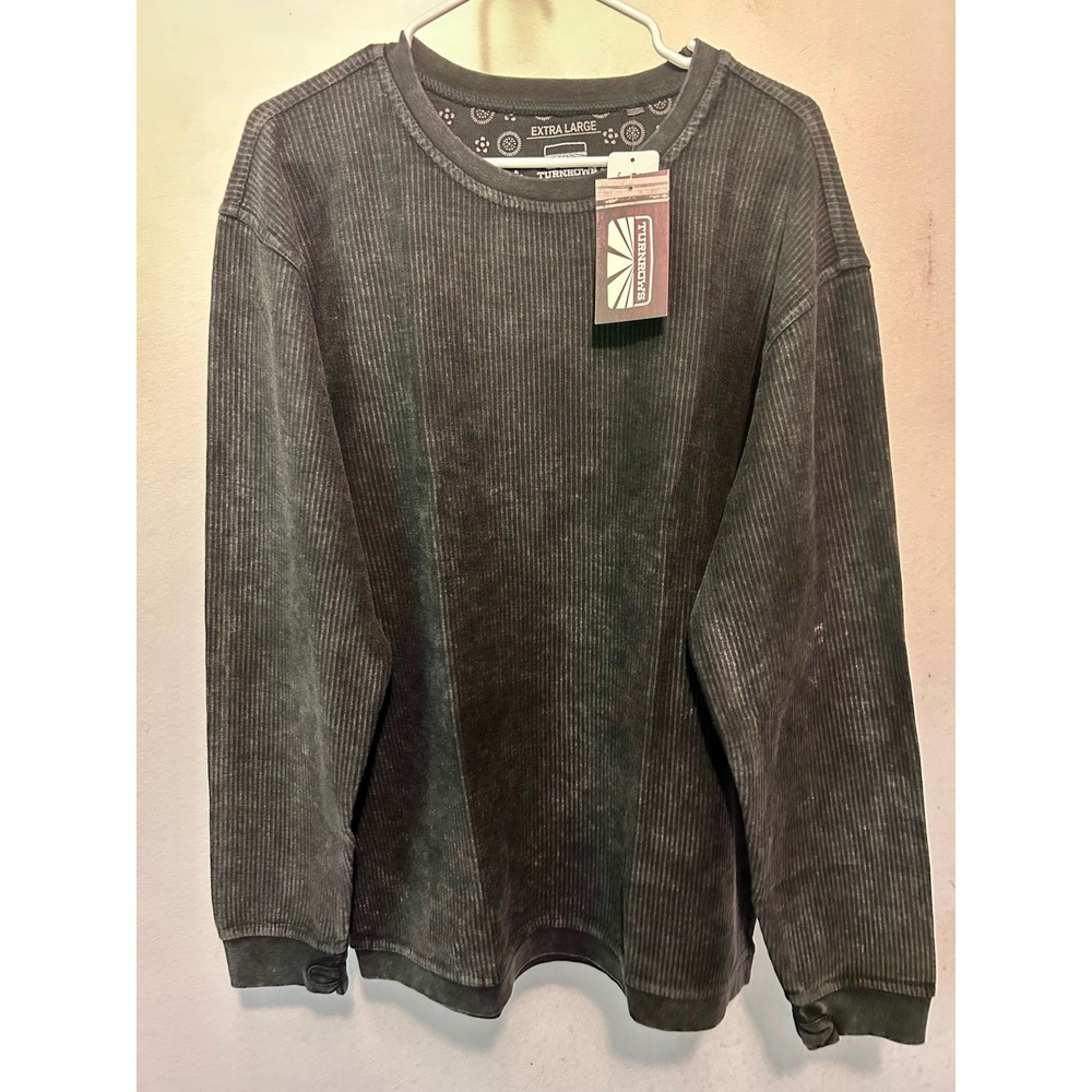 Turnrows Mens Comfy Cord Pullover Sweatshirt Black XL TRW62320SLD New